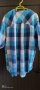 Дълга памучна туника/риза каре в синя гама, снимка 4