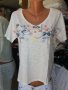 Красива бяла блуза с бродерия , снимка 1 - Тениски - 37421015