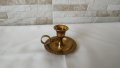 Стар малък месингов свещник с дръжка - 6 см - Made in Germany - Антика, снимка 1 - Антикварни и старинни предмети - 36593997