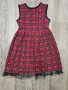 Комплект памучна карирана червена празнична детска рокля с болеро ръст 134, снимка 3