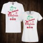 Коледни семейни тениски с щампи - дамска тениска + мъжка тениска, снимка 1 - Тениски - 27343660
