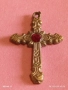 КРАСИВО ОРНАМЕНТИРАН КРЪСТ с КАМЪК РУБИН МНОГО КРАСИВ МОДЕН АКСЕСОАР 26304, снимка 2