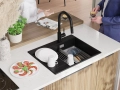 Черна гранитна кухненска мивка Сидни 620-45 Ergo Multilevel 620х500, снимка 4