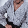 Дамски сив пуловер/жилетка с пайети , снимка 9