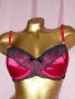 75 В Червен сатенен сутиен с черна дантела , снимка 2