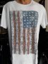 Бяла памучна тениска с щампа американското знаме, снимка 1 - Тениски - 28832593