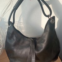 Черна чанта естествена кожа Anna Morellini , снимка 1 - Чанти - 37805592