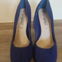 Елегантни тъмносини велурени обувки с висок ток New look, снимка 2 - Дамски елегантни обувки - 40184928