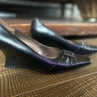 ✅дамски обувки кожени черно, ново , снимка 1 - Дамски обувки на ток - 32595943