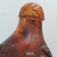 Старо китайско шишенце за емфие/червен кехлибар 18- 19век Cherry Amber Snuff Bottle , снимка 6 - Антикварни и старинни предмети - 40227487