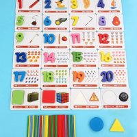  Ново! Дървена игра с пръчици, карти, дървени числа и елементи, снимка 4 - Образователни игри - 34853796