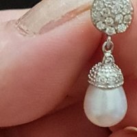 Дамски обеци от естествени перли и сребро, снимка 16 - Обеци - 36078975