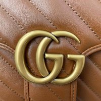 Чантa Гучи Оригинална Златно GG Лого Marmont Кафява Кожа Gucci, снимка 7 - Чанти - 43675939