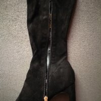 № 40 и 41 дамски високи ботуши чизми от имитация на велур и с висок ток в черен цвят, снимка 11 - Дамски ботуши - 43528795