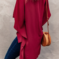 Дамска блуза тип кимоно в цвят бордо, снимка 6 - Туники - 44862498