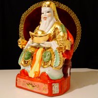 Китайска порцеланова фигура Лу-син,злато,фън шуй. , снимка 6 - Статуетки - 38492183