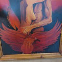 картина, еротика Мъжът и жената в огъня на любовта закриляни от огнения феникс - 18+, снимка 3 - Картини - 26491674