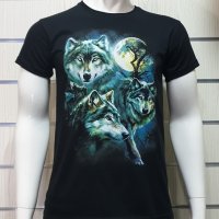 Нова мъжка тениска с дигитален печат Вълци, пълнолуние, Серия вълци, снимка 3 - Тениски - 29040473