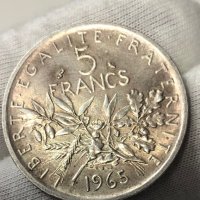 3 броя сребърни монети Франция 5 франка, 1962/1964/1965г, снимка 4 - Нумизматика и бонистика - 40128345