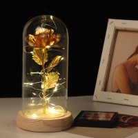 Вечна роза в стъкленица с LED светлина, снимка 1 - Декорация за дома - 43088796