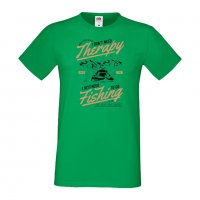 Мъжка тениска Fishing Therapy,Риболовна терапия,Рибар,Риболовец,Риба,Изненада,Подарък,Празник , снимка 6 - Тениски - 36812098