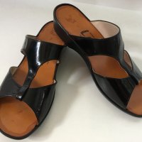 Френски елегантни чехли Lady черен лак за широко ходило естествена кожа 38, снимка 3 - Чехли - 27139331