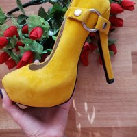 Жълти  Елегантни Обувки Voi&Noi Greece, снимка 3 - Дамски обувки на ток - 27811366