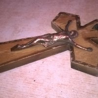 кръст с христос-23х14см-дърво мед/месинг, снимка 10 - Колекции - 28111223