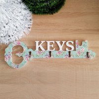 Декоративна закачалка за ключове с форма на голям ключ и надпис KEYS, снимка 3 - Закачалки - 26675217