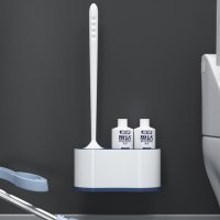 Тоалетна силиконова четка с двойна поставка в бяло и сиво, снимка 6 - Други стоки за дома - 43480030