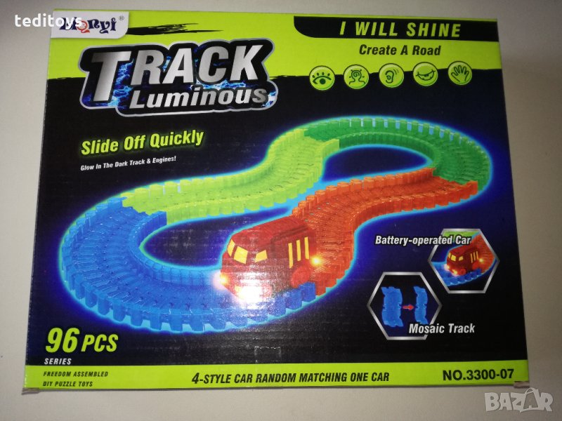 Детска светеща писта с количка - 96 елемента, снимка 1