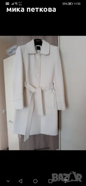 Бяло елегантно меко палто, снимка 1