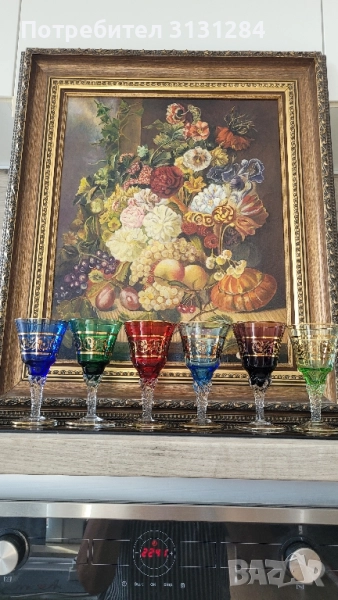 Антикварни цветни чаши Murano Италия, снимка 1