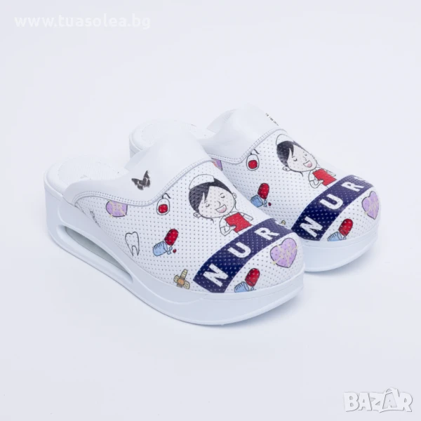 Медицински чехли на платформа от естествена кожа | Марка Tuasolea, снимка 1