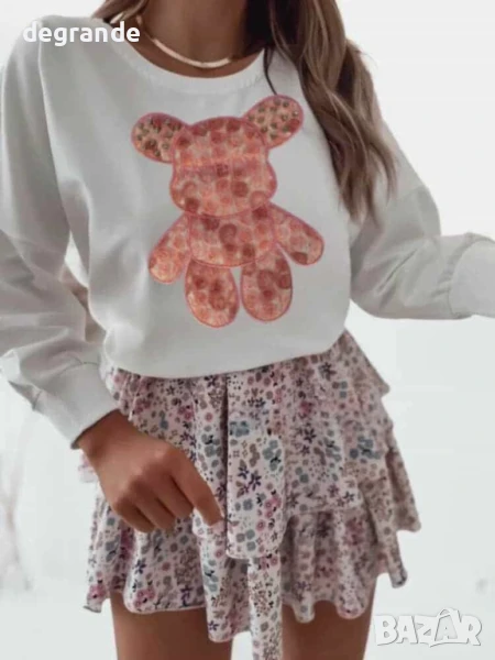 Бяла блузка с розово мече, снимка 1