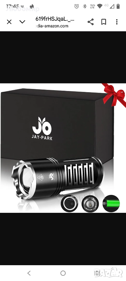 JAY-PARK Фенерче LED, акумулаторно, 500 000 лумена, LED фенерчета, изключително ярко, 3 , снимка 1