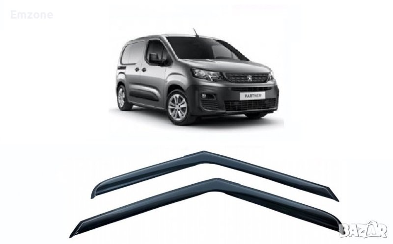 Ветробрани Черни Външни за Пежо Peugeot Partner 2018 - 2021 Предни Комплект 2 броя, снимка 1