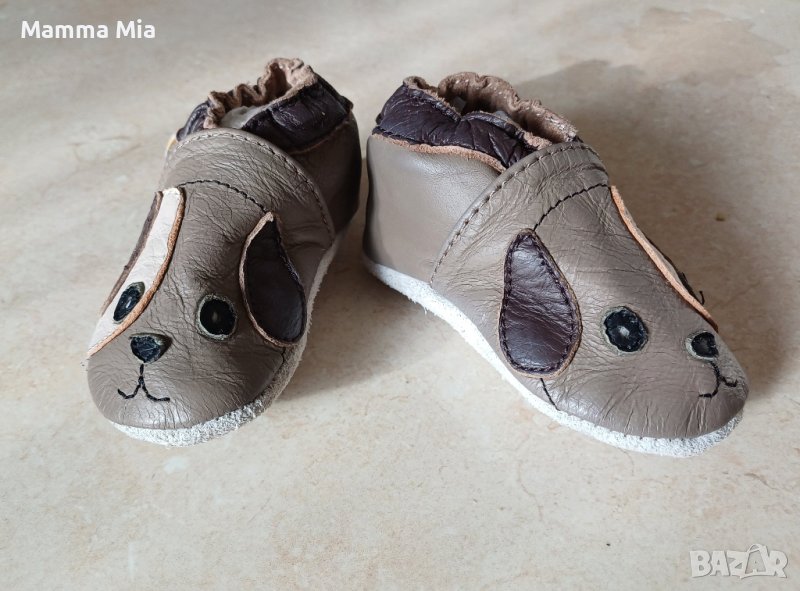 Кожени пантофки за бебе 0-6м, снимка 1