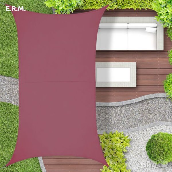 Правоъгълен сенник тента платнище навес сянка 6х4м. във виненочервен цвят - бордо, снимка 1