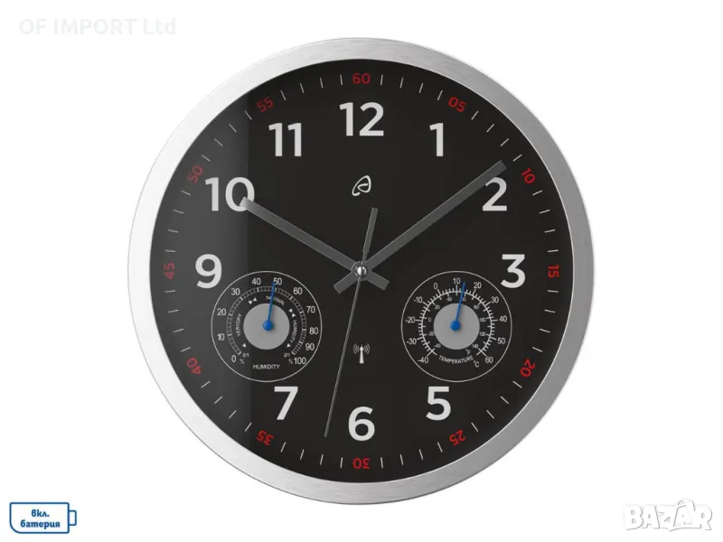 Немски Стенен Часовник с Термометър и Влагомер AURIOL, снимка 1