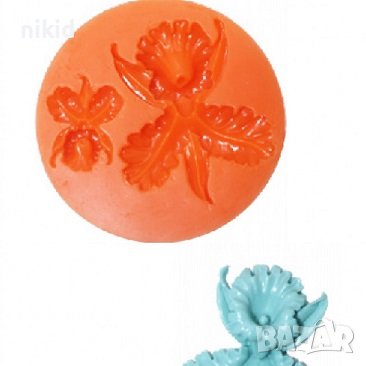 Малка и голяма орхидея с листа силиконов молд форма фондан гипс декор , снимка 1