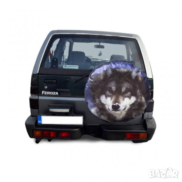 Кожен калъф за резервна гума с картинка ВЪЛК 15" 16", снимка 1