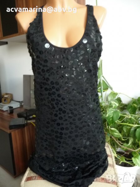 Черна рокля с пайети, снимка 1