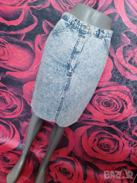 Преливаща дънкова пола до коляно ХЛ, снимка 1