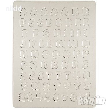 Латиница букви азбука фина гъвкава мека пластмасова стенсил форма шаблон шоколад фондан гипс, снимка 1