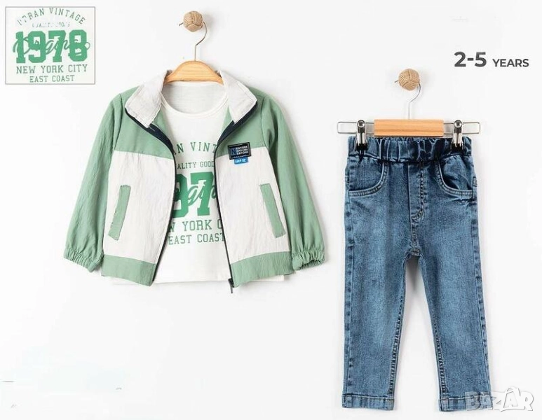Детски комплект включващ горница, блуза и дънки, снимка 1