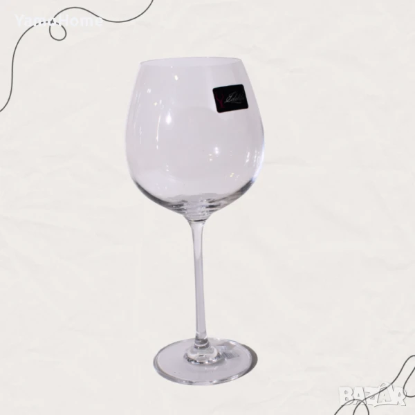 Комплект стъклени чаши за вино Edelita Burgundy Goblet – 6 броя, 660 мл, снимка 1