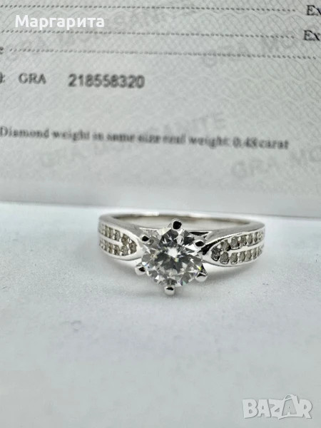 Сребърна пръстен с мойсанит 0.5 карата, снимка 1