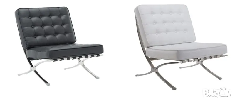 BARCELONA Фотьойл бял и черен стол, снимка 1