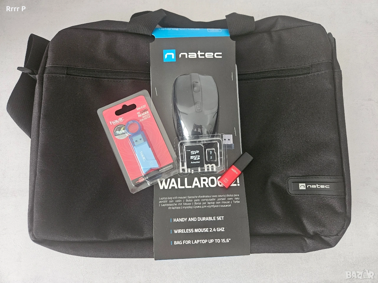 Комплект чанта и безжична мишка за лаптоп 15.6 инча, снимка 1